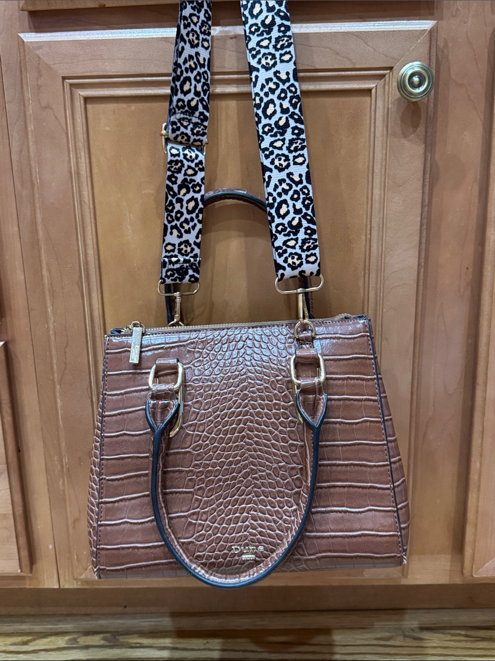 Dune London Brown Embossed Satchel with Your Pick of Crossbody Strap!